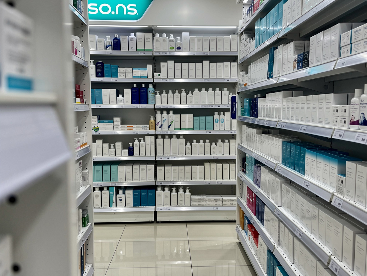 Personal care aisle at a Malaysian pharmacy stocked with intimate wellness products