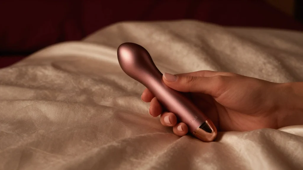 best vibrators for beginners in Malaysia - rose gold bullet vibrator on satin