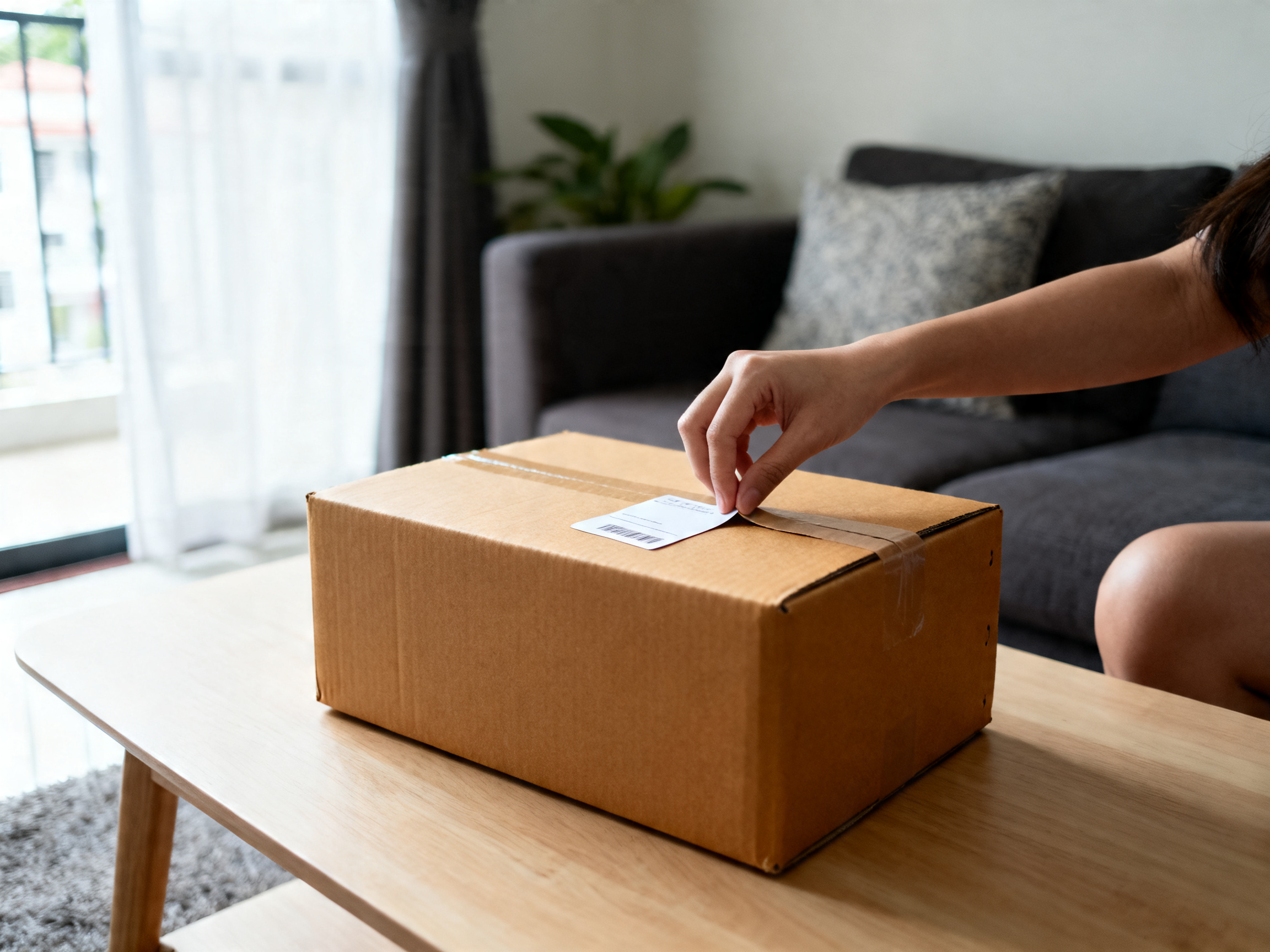 discreet shipping Malaysia - plain unmarked brown parcel delivery on wooden table