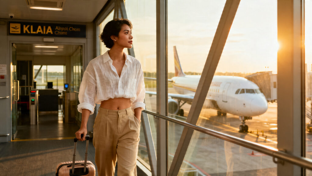 Malaysian traveler packing intimate devices into carry-on luggage at KLIA airport