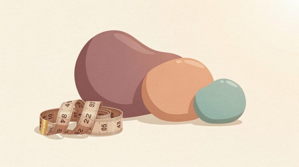 Dildo size guide for beginners — measuring tape beside graduated sizes illustration