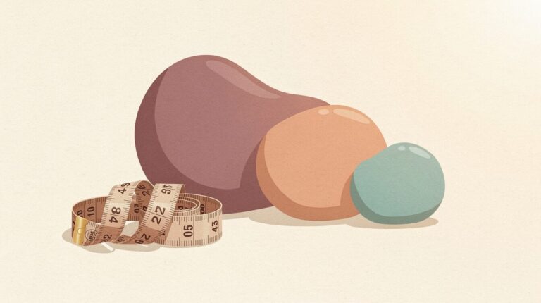 Dildo size guide for beginners — measuring tape beside graduated sizes illustration