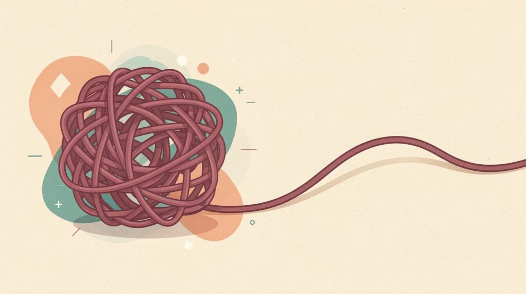 sexual health myths Malaysia — tangled yarn becoming clear thread illustration